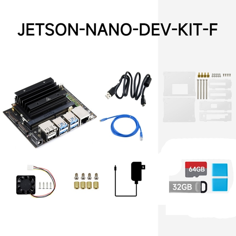 Jetson- ھ  + ũ ̽ + 32G USB ̺ + 64G SD ī + ī  + , Jetson Nano 4G  ü EU ÷